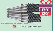 110 UG PVC Pipe 6m SABS