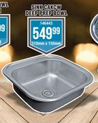 Sink Cakcw Deep Prep Bowl-510mm x 150mm