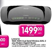 Linksys WAG 320N Dual Band Wireless ADSL 2 Plus Modem Gigabit Router