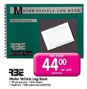 RBE Motor Vehicle Log Book-50 sets per pad