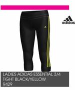 Adidas Ladies Essential 3/4 Tight Black/Yellow