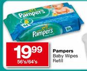 Pampers Baby Wipes Refill-56's/64's Each