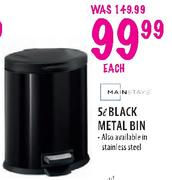 Mainstays Black Metal Bin-5L Each