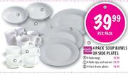 Simple Choice 4 Pack Soup Bowls or Side Plates-Per Pack