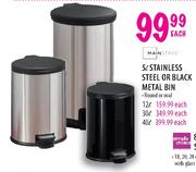 Main Stays Stainless Steel Or Black Metal Bin (Round Or Oval)-5l Each