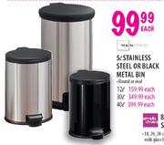 Main Stays Stainless Steel Or Black Metal Bin (Round Or Oval)-30l Each