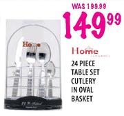 Home Elegance Table Set Cutlery In Oval Basket-24 Piece