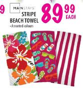 Pure Pleasure Mainstays Stripe Beach Towel-Each