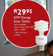 20W Energy Saver Globe