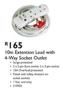 10m Extention Lead With 4-Way Socket Outlet