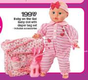 Baby On The Gol Baby Doll With Diaper Bag Set-Per Set 