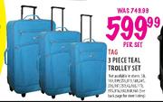 Tag 3 Piece Teal Trolley Set
