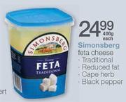 Simonsberg Feta Cheese Traditional/Reduced Fat/Cape Herb/Black Pepper - 400gm Each