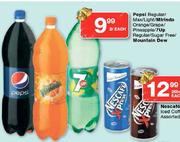 Pepsi Regular/Max/Light/Mirinda Orange/Grape/Pineapple/7Up Regular/Sugar Free/Mountain Dew-2L Each