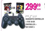 PS2 Snakebyte Controller + FIFA 10 Or Controller + Toy Story 3-Each
