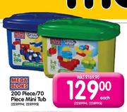 Mega Bloks 200 Piece/70 Piece Mini Tub-Each
