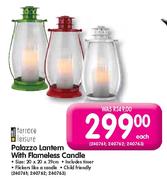 Terrace Leisure Palazzo Lantern With Flameless Candle-Each