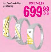 9ct Gold and Silver Gents Ring-Each