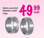 Gents Assorted Stainless Steel Rings-Each