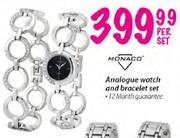 Monaco Analogue Watch and Bracelet Set-Per Set