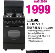 Logik 4 Plate Solid Stove Black(LFS-404A)