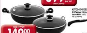 Kitchen Essentials Non-Stick Wok With Glass Lid-28cm Each