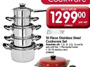 Panache 10 Piece Stainless Steel Cookware Set-Per Set