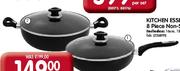 Kitchen Essentials Non-Stick Wok With Glass Lid-30cm Each