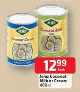 Jemz Coconut Milk & Cream-400ml Each