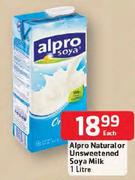 Alpro Natural Or Unsweetened Soya Milk-1L Each