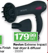 Revlon Extreme Impact Hair Dryer & Diffuser-2000W Each