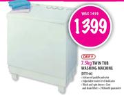 Defy Twin Tub Washing Machine-7.5kg (DTT166)