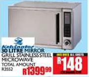 Kelvinator Mirror Grill Stainless Steel Microwave-30Ltr
