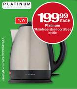 Platinum Stainless Steel Cordless Kettle-1.7ltr