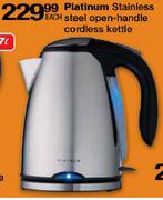 Platinum Stainless Steel Open-Handle Cordless Kettle Each