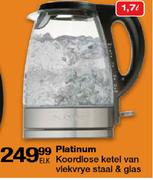 Platinum Koordlose Ketel Van Vlekvrye Staal & Glas Elk-1.7ltr