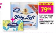 Baby Soft Toilet Tissue 2 Ply-18's Plus Kleenex Everyday Tissue 2 Ply-180's