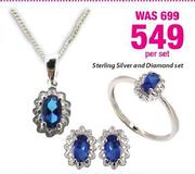 Sterling Silver and Diamond Set-Per Set