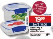 Sistema Klip It Rectangular Foodsaver-200ml/400ml