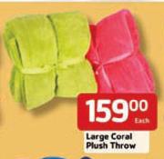 Large Coral Plush Throw-Each