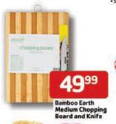 Bamboo Earth Medium Chopping Board And Knife
