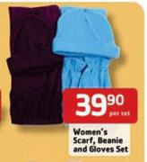 Women's Scarf, Beanie And Gloves Set-Per Set