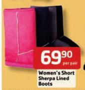 Women's Short Sherpa Lined Boots-Per Pair