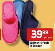 Women's Push In Slipper -Per Pair
