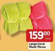 Large Coral Plush Throw -Each