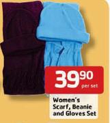 Women's Scarf,Beanie And Gloves Set-Per Set