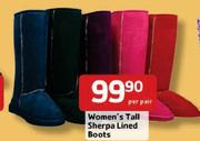 Women's Tall Sherpa Lined Boots-Per Pair