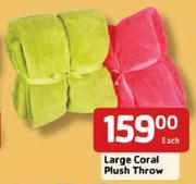 Large Coral Plush Throw-Each