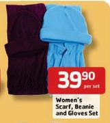 Woman's Scarf Beanie & Glove Set-Per Set