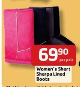 Women's Short Sherpa Lined Boots-Per Pair